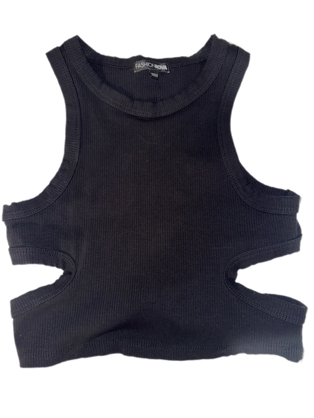 Fashion Nova Black Ribbed Cutout Tank Top